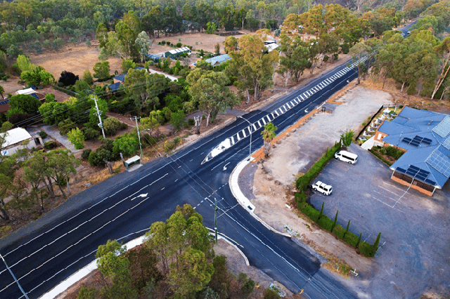 Image of the completed McIvor Highway intersections safety improvement