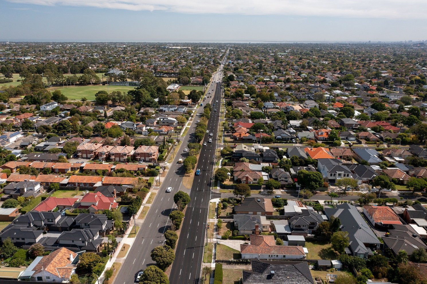 Image of a suburban road in Metropolitan Melbourne