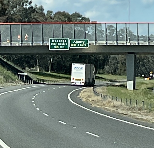 View of the completed public safety barriers from the Hume Freeway