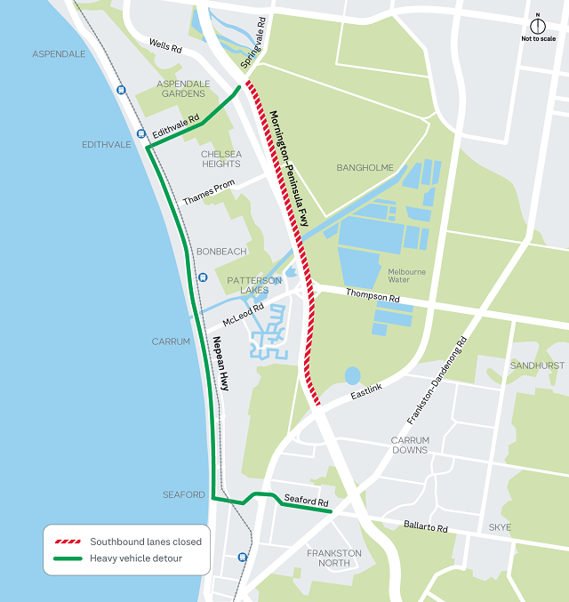 Image of detour map during the Mornington Peninsula Freeway maintenance program