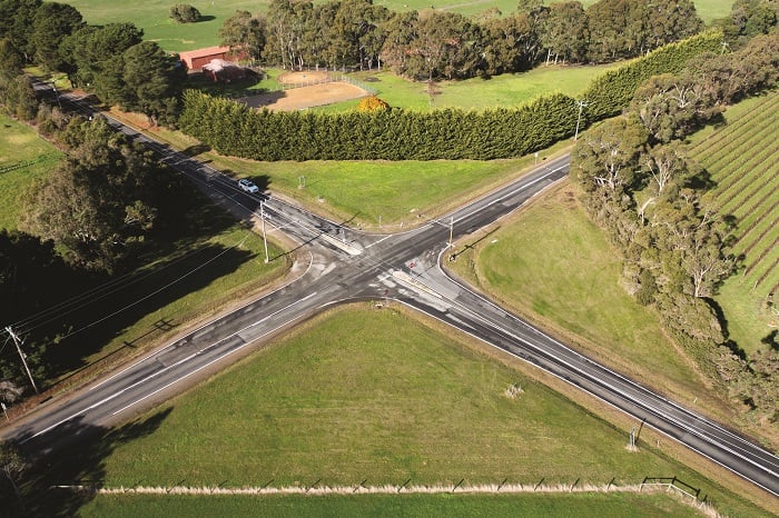Aerial picture of the Myers and Coolart Road intersection in Bittern