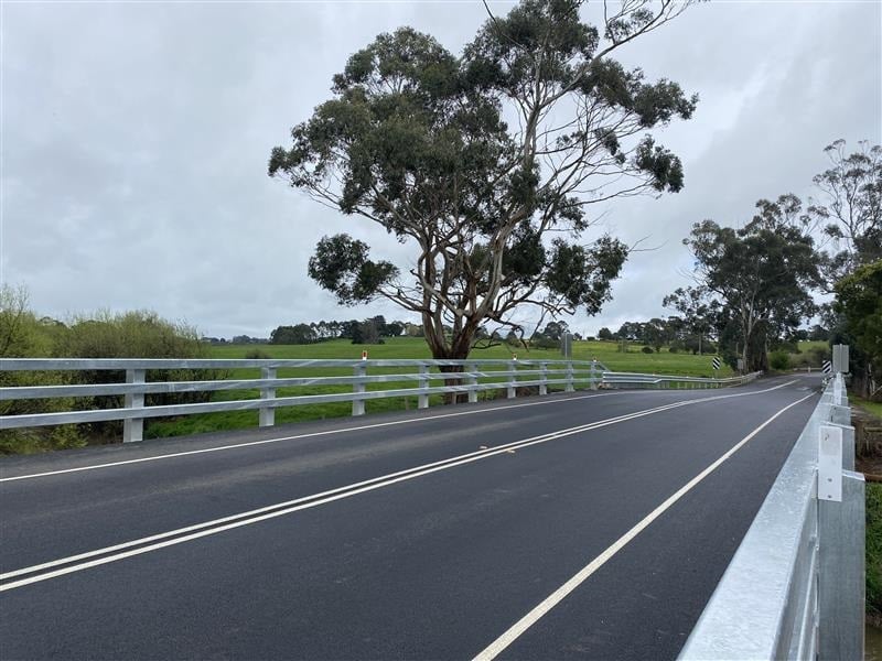 Image of the completed Nerrena Road bridge strengthening works
