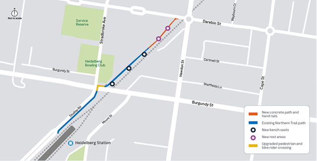Image of map showing the works for the Northern Trail path upgrades