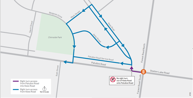 Image of Patullos Road and Kees Road inytersection upgrade map