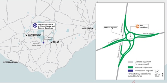 Image of map showing the Princes Highway and Timboon-Colac Road Intersection Upgrade