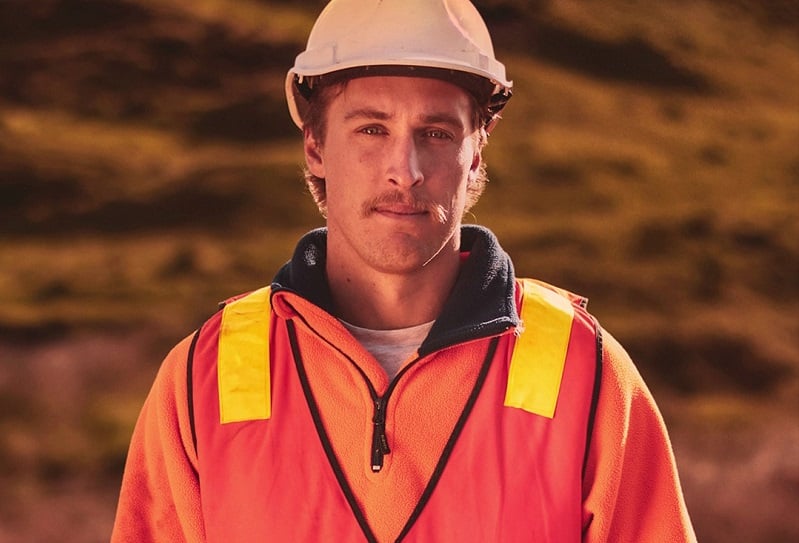 Image of road worker Roarke in his vis work wear