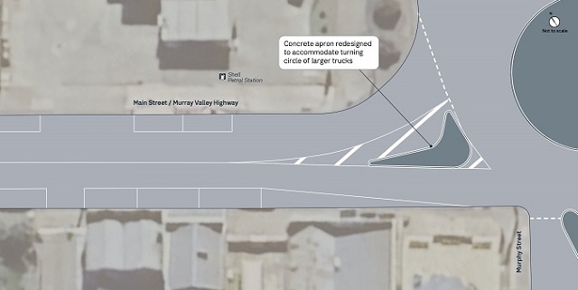 Image of map showing safety improvements on Main Street and Murray Valley Highway Rutherglen