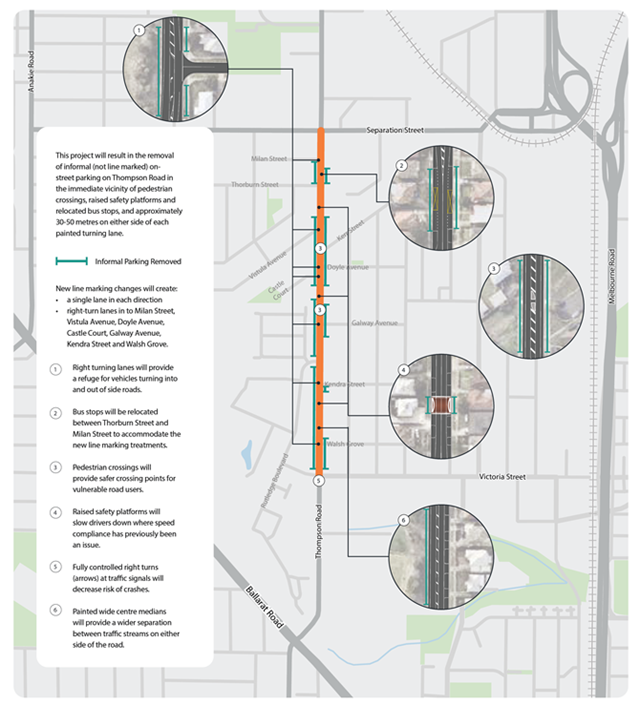 Image of map showing the safety upgrades at Separation Street to Victoria Street