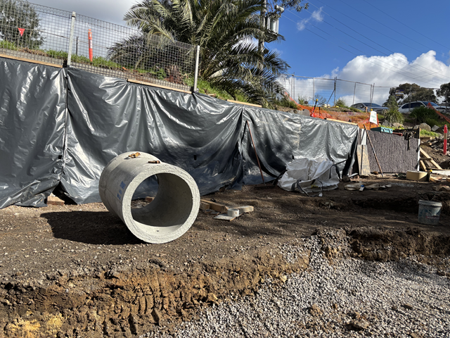 Image of subsurface drainage pit being prepared for installation at Alphington Link