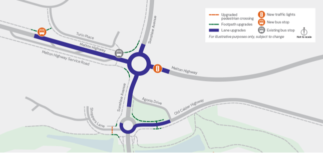 Image of a map showing the intersection upgrades works at Sunshine Avenue