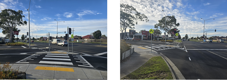 Images showing the improvements made at the Keilor Central entrance at the eastern signalised access