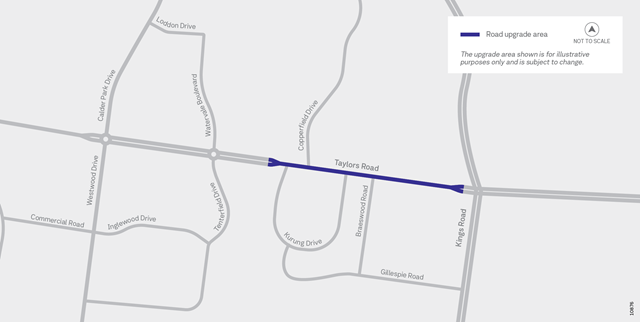 Image of map showing the upgrade area on Taylors Road in Delahey