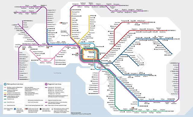 Image of a map showing the Victorian train network