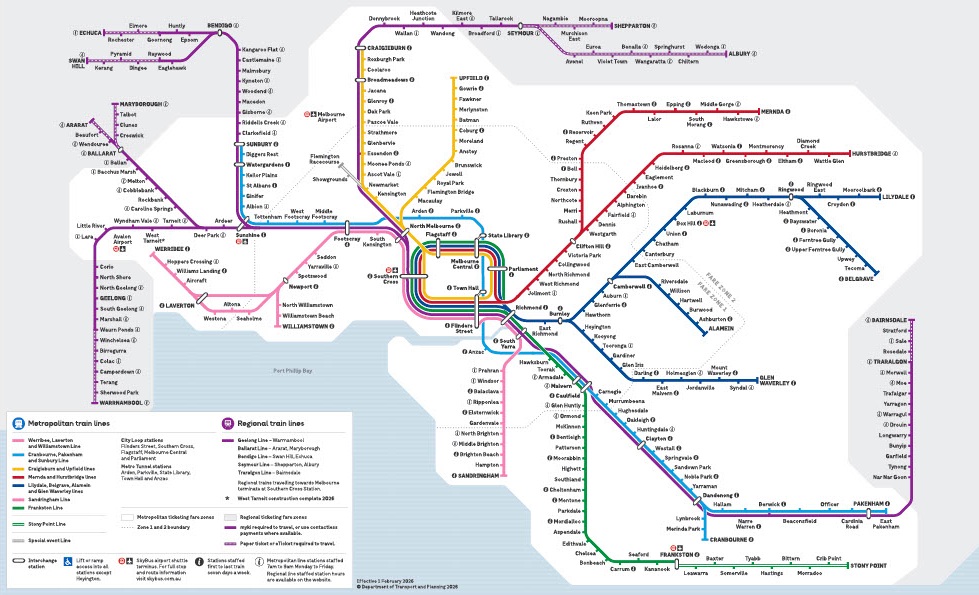 Image of map showing the Victorian train network