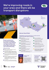 Image of the newspaper advertisment of the Barwon South West region maintenance program for 2024-2025.