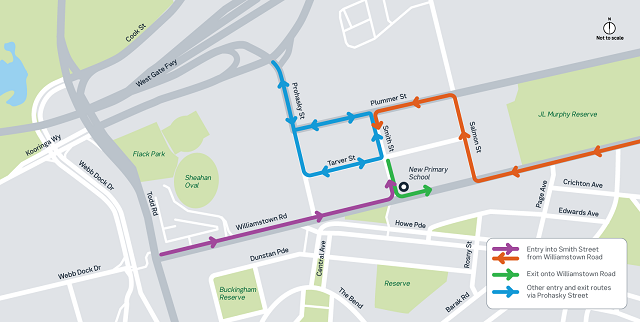Image of map showing maintenance upgrades for the Williamstown Road safety improvements