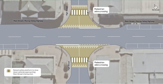Image of map showing the sfatey improvements at the High Street intersection in Rutherglen