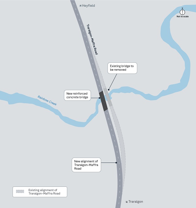 Image of a map showing the Rainbow Creek Bridge replacement works