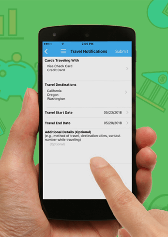 Setting a travel notification in the app.