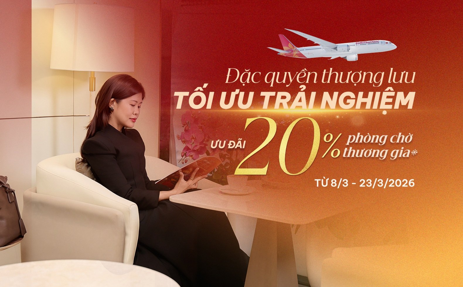 Sun Executive Lounge Nội Bài: Ưu đãi 20% phòng chờ sân bay từ Sun PhuQuoc Airways