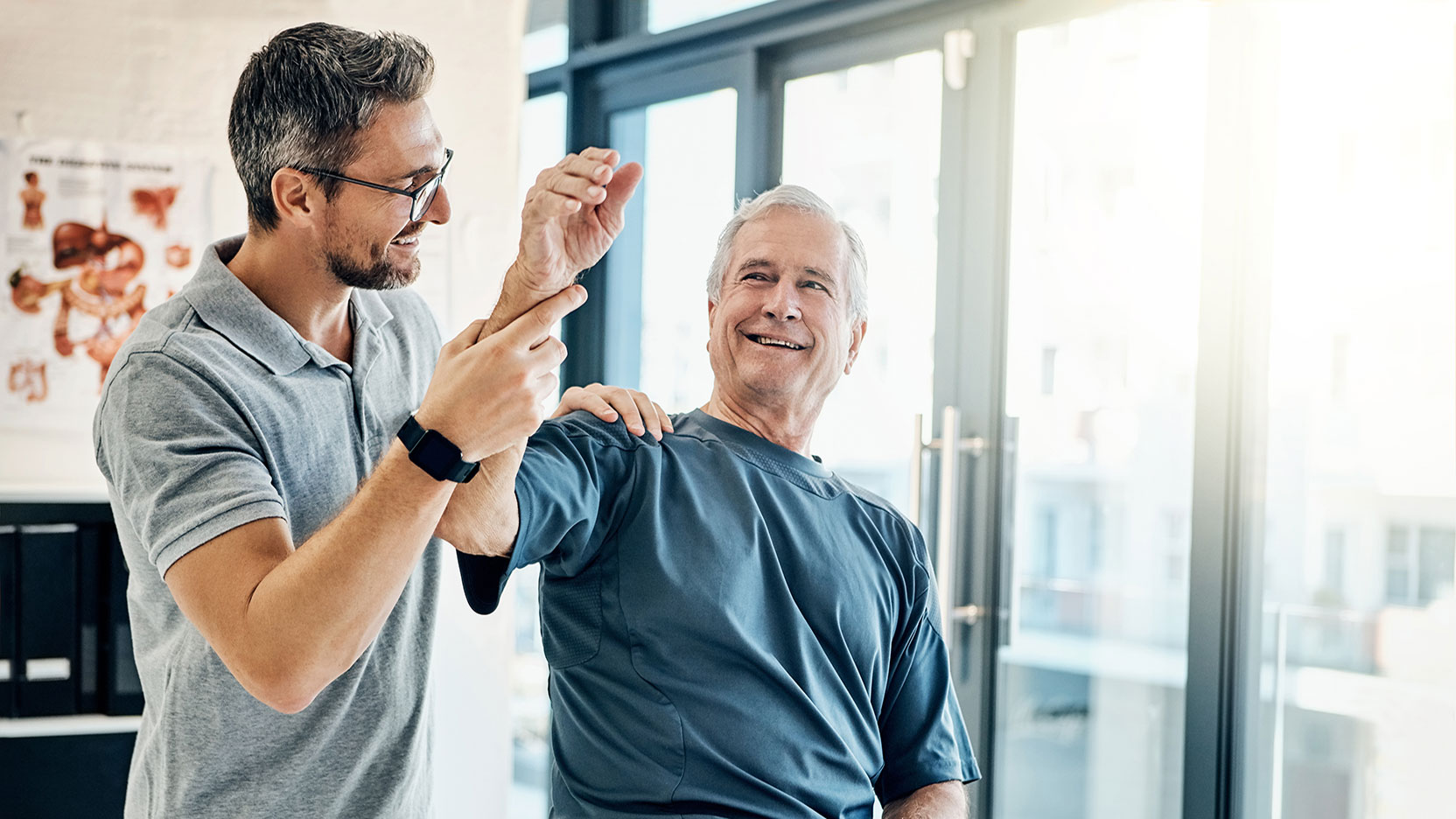 Older man in physical therapy