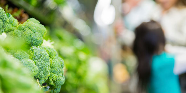 Green vegetables in grocery store