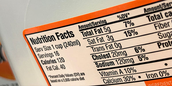 Example of a nutrition label