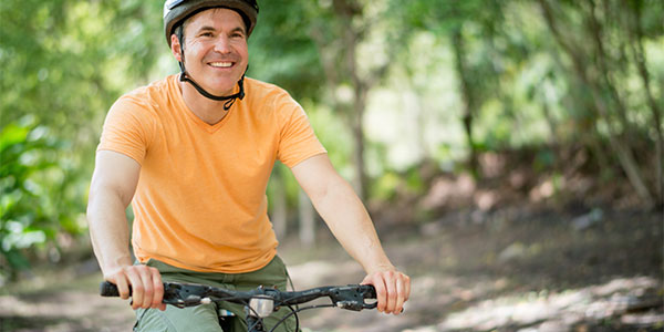 Man riding mountain bike