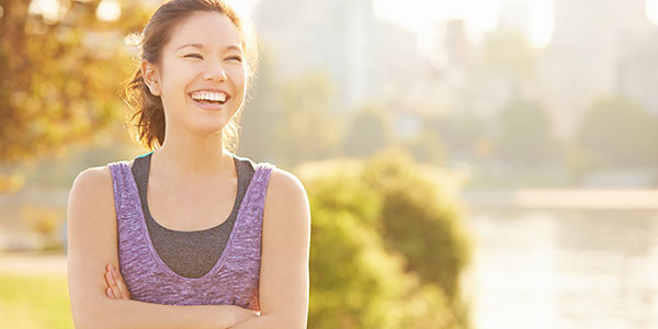 Happy woman during workout