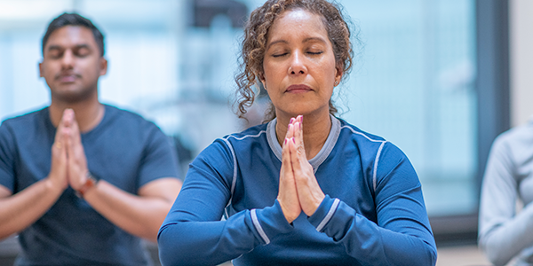 Middle-aged woman meditating