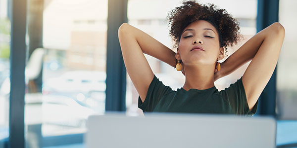 Woman relaxed at work