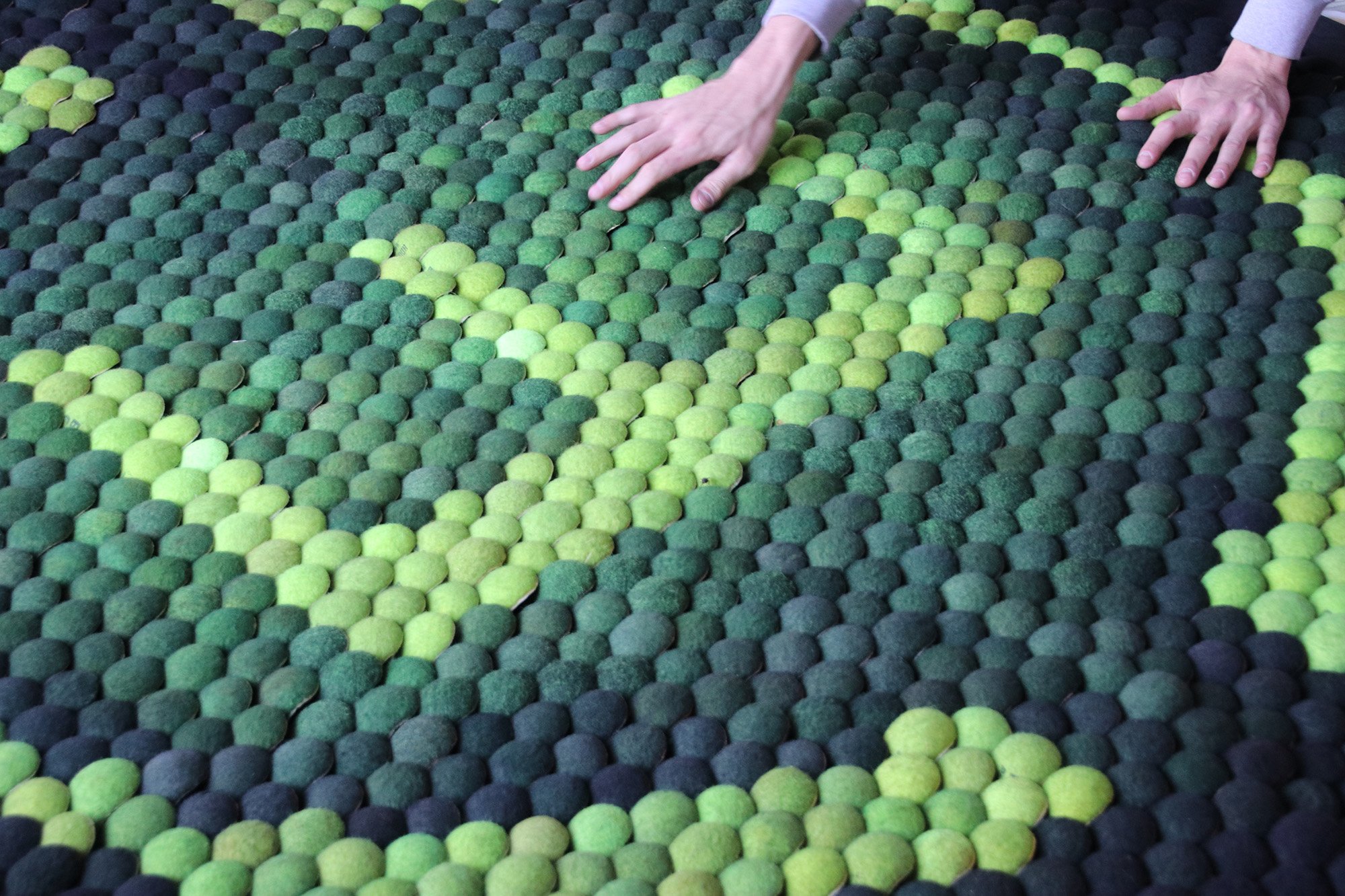 EAST Miami   tennis ball installation MWO Designs  designer Mathilde Wittock upcycled tennis balls