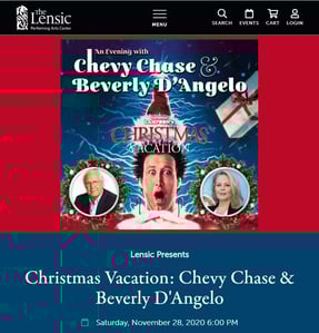 Screenshot showing 'Christmas Vacation: Chevy Chase and Beverly D'Angelo' with a promotional image from the movie National Lampoon's Christmas Vacation