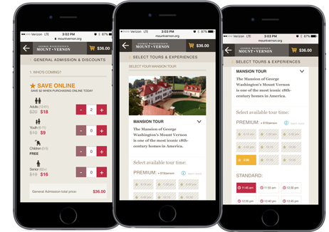 Mount Vernon mobile screenshots