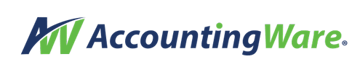 AccountingWare logo in navy and bright green