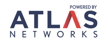 Atlas Networks logo, mainly in navy blue. The second A in Atlas is red.