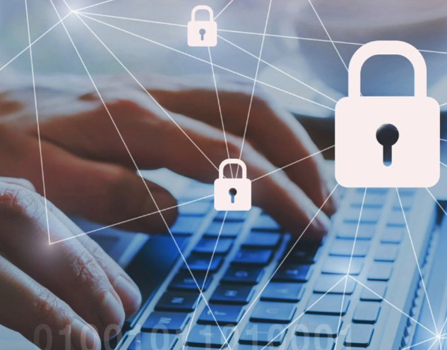 hands on keyboard overlaid with padlocks