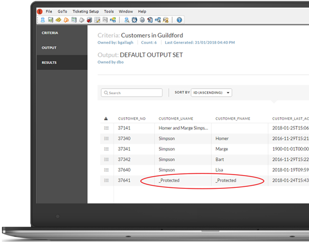 Screenshot - protected individual in a list