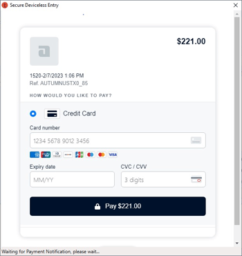 Secure Deviceless entry payment window