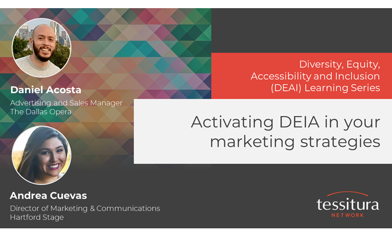 Title slide from Daniel Acosta and Andrea Cuevas' webinar, "Activating DEIA in your marketing strategies"