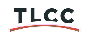 TLCC logo with black letters and a red arched line underneath
