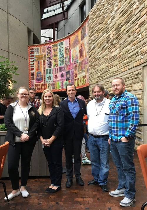 Andrew with members of the Country Hall of Fame team on a visit in 2016.