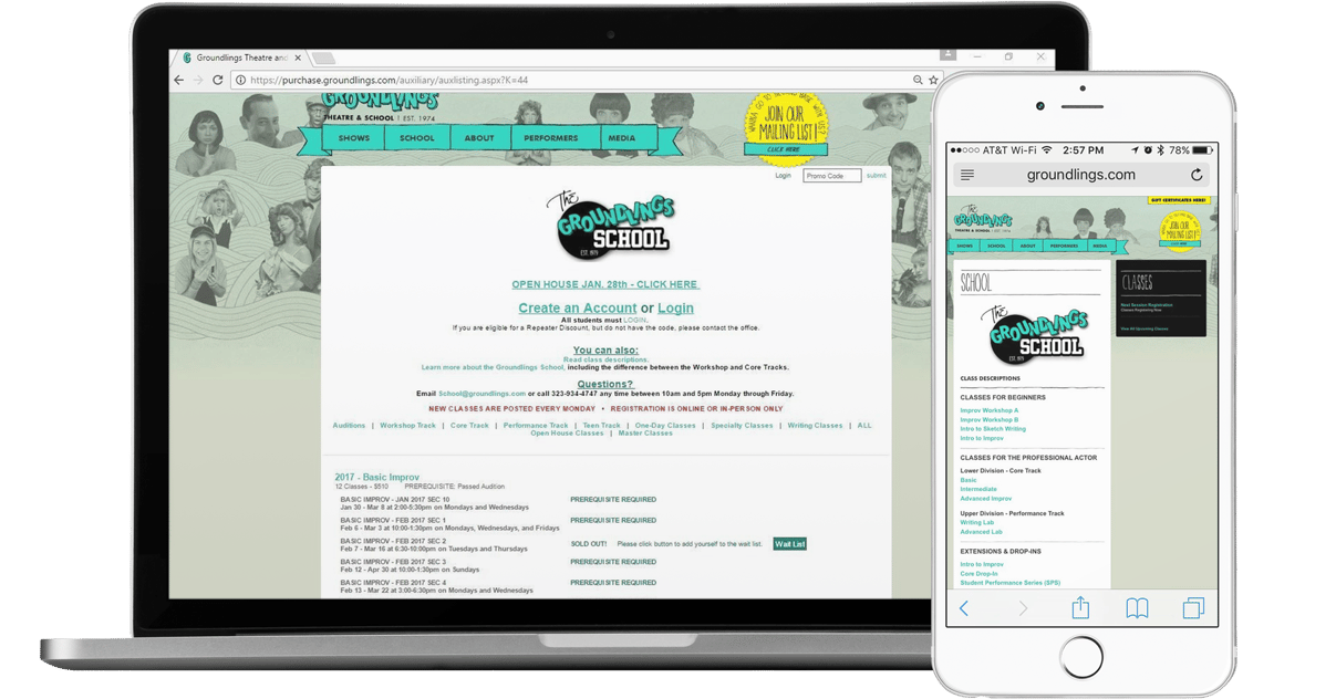 groundlings online class registrations