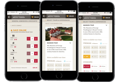 Mount Vernon mobile screenshots