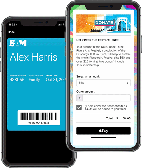 2 mobile phones displaying mobile apps
