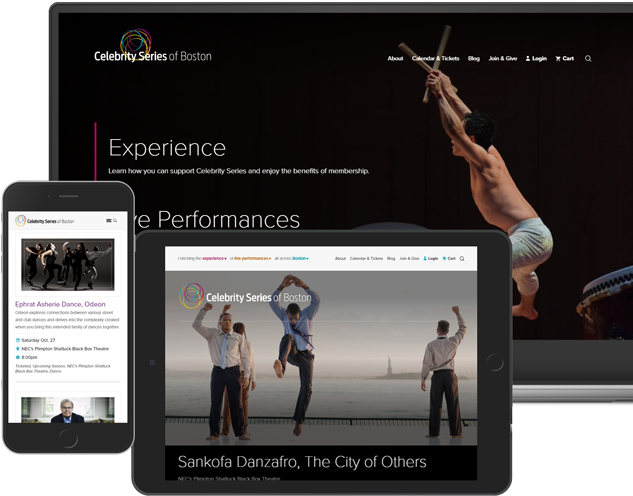 Celebrity Series TNEW site on three devices