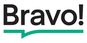 Bravo's logo: The word bravo! in black with a green line underneath