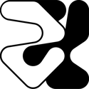 Logo for "Exhibitionist" - an abstract drawing of white and black lines