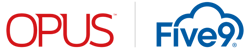 Opus Tech logo in red and Five9 logo in blue