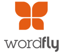 WordFly logo in orange and grey